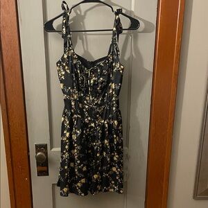 Glamorous Black and Yellow Floral Mini Dress